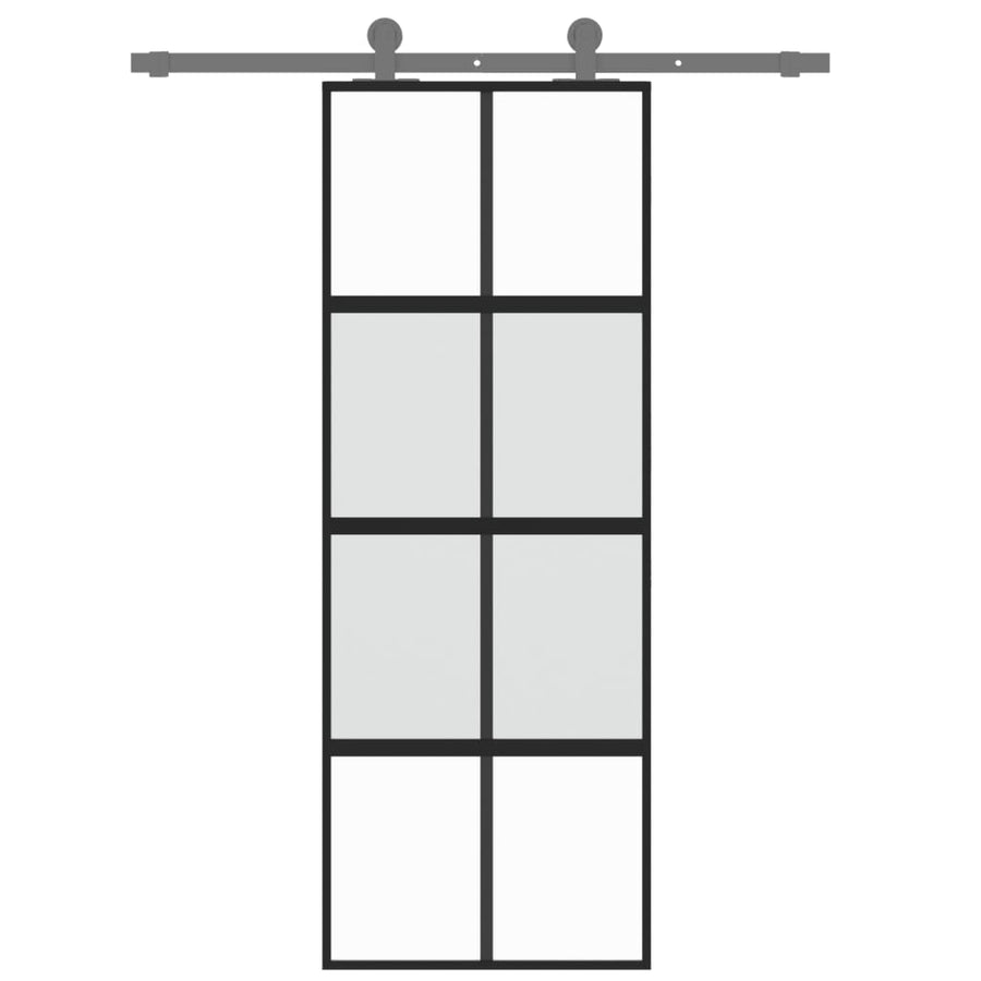Schuifdeur 76x205 cm gehard glas en aluminium zwart 1 76 x 205 cm Zwart