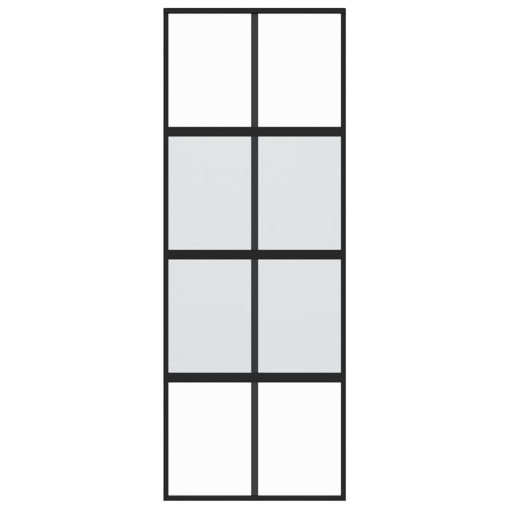 Schuifdeur 76x205 cm gehard glas en aluminium zwart 1 76 x 205 cm Zwart