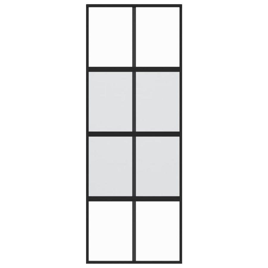 Schuifdeur 76x205 cm gehard glas en aluminium zwart 1 76 x 205 cm Zwart