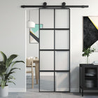 Schuifdeur 76x205 cm gehard glas aluminium zwart