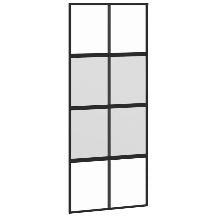 Schuifdeur 90x205 cm gehard glas en aluminium zwart 1 90 x 205 cm Zwart