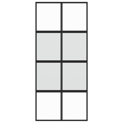 Schuifdeur 90x205 cm gehard glas en aluminium zwart 1 90 x 205 cm Zwart