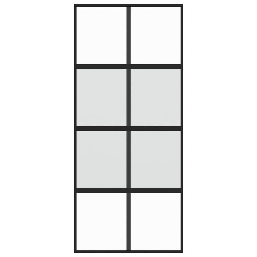Schuifdeur 90x205 cm gehard glas en aluminium zwart 1 90 x 205 cm Zwart
