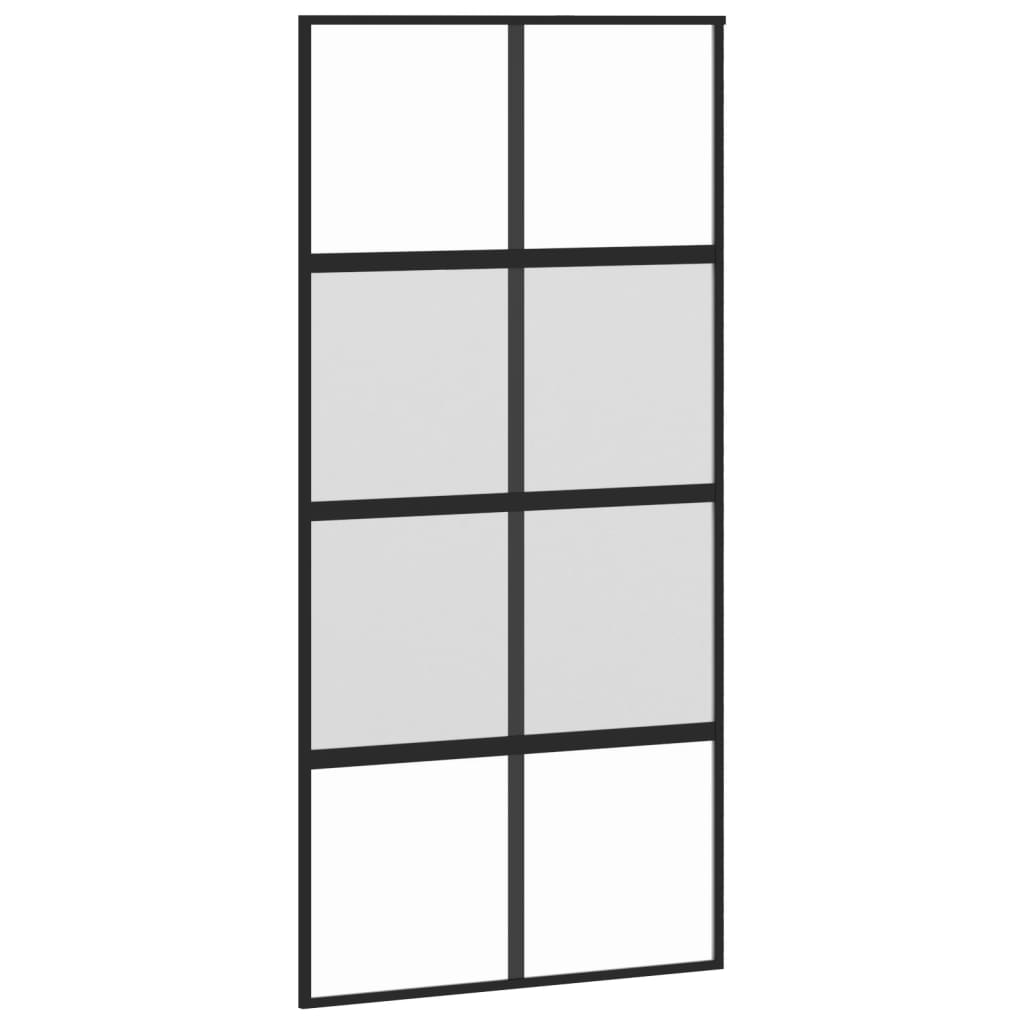 Schuifdeur 102,5x205 cm gehard glas en aluminium zwart 102.5 x 205 cm Halfmat