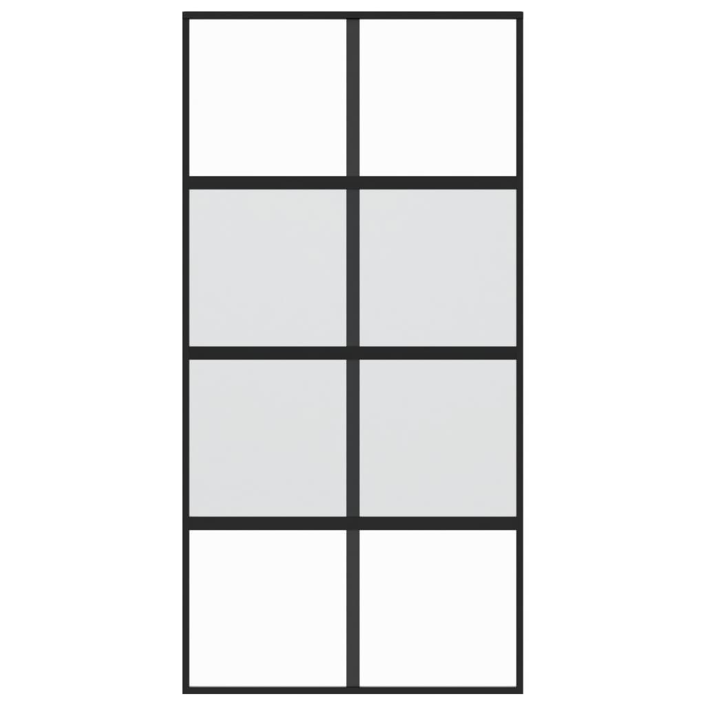 Schuifdeur 102,5x205 cm gehard glas en aluminium zwart 102.5 x 205 cm Halfmat