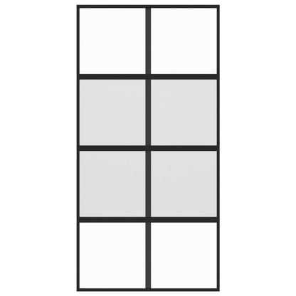 Schuifdeur 102,5x205 cm gehard glas en aluminium zwart 102.5 x 205 cm Halfmat