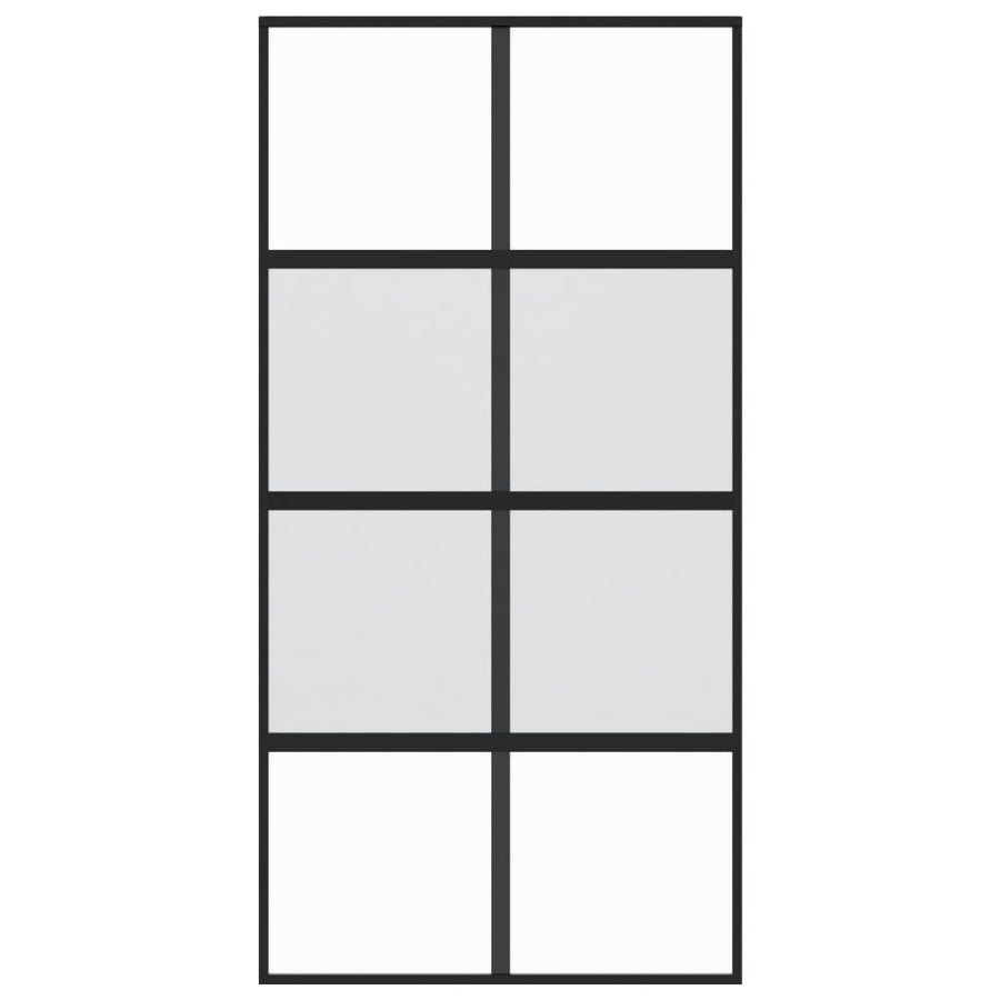 Schuifdeur 102,5x205 cm gehard glas en aluminium zwart 102.5 x 205 cm Halfmat
