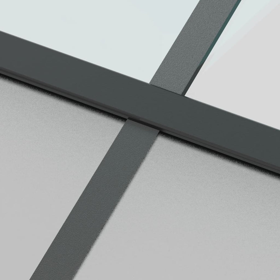 Schuifdeur 102,5x205 cm gehard glas en aluminium zwart 102.5 x 205 cm Halfmat