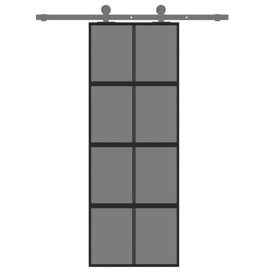 Schuifdeur 76x205 cm gehard glas en aluminium zwart 76 x 205 cm Donker transparant