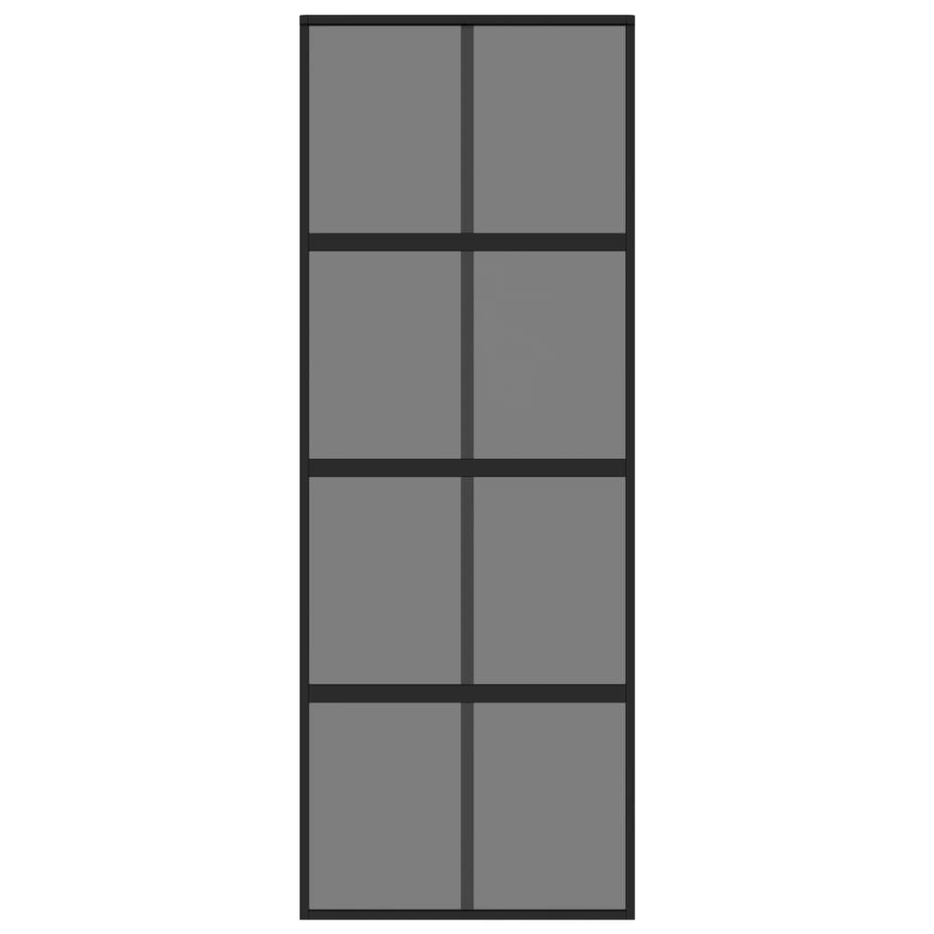 Schuifdeur 76x205 cm gehard glas en aluminium zwart 76 x 205 cm Donker transparant