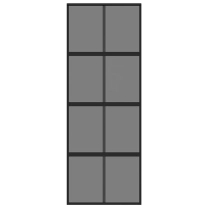 Schuifdeur 76x205 cm gehard glas en aluminium zwart 76 x 205 cm Donker transparant