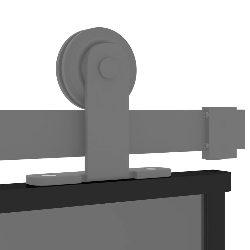 Schuifdeur 76x205 cm gehard glas en aluminium zwart 76 x 205 cm Donker transparant