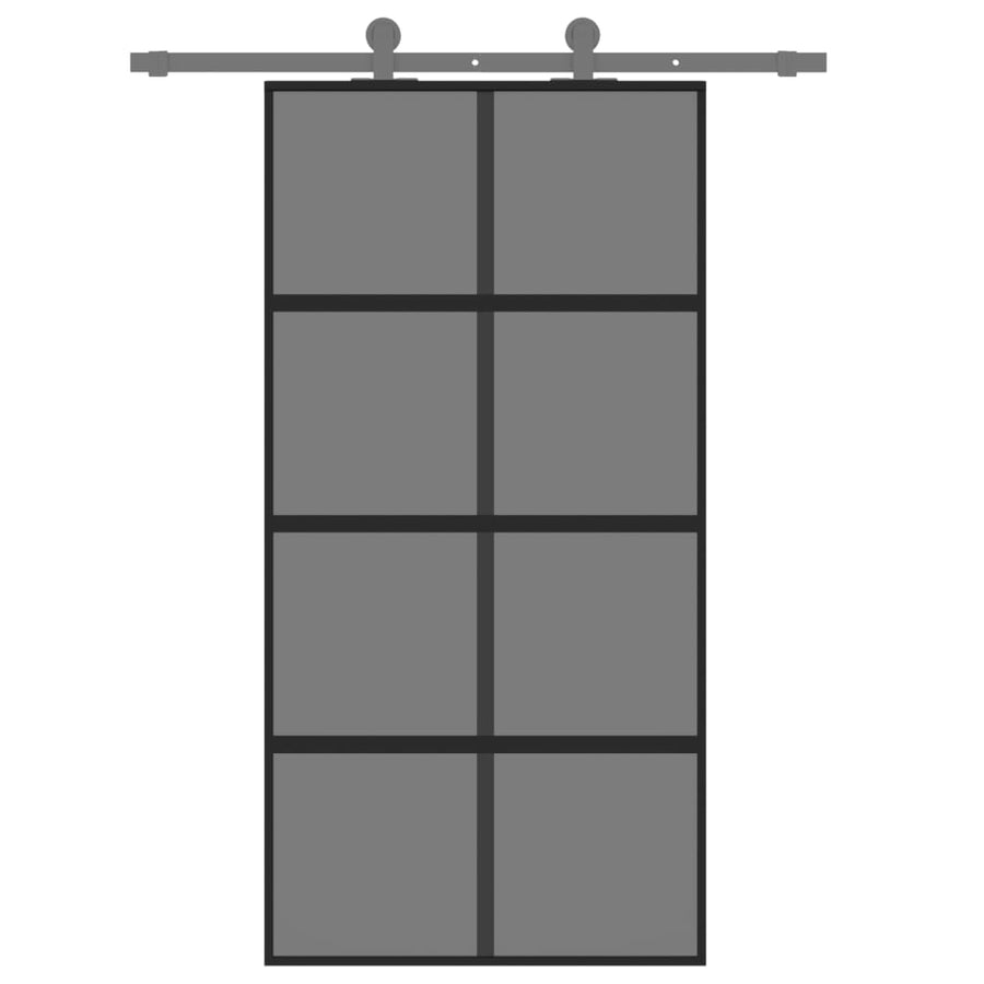 Schuifdeur 102,5x205 cm gehard glas en aluminium zwart 102.5 x 205 cm Donker transparant