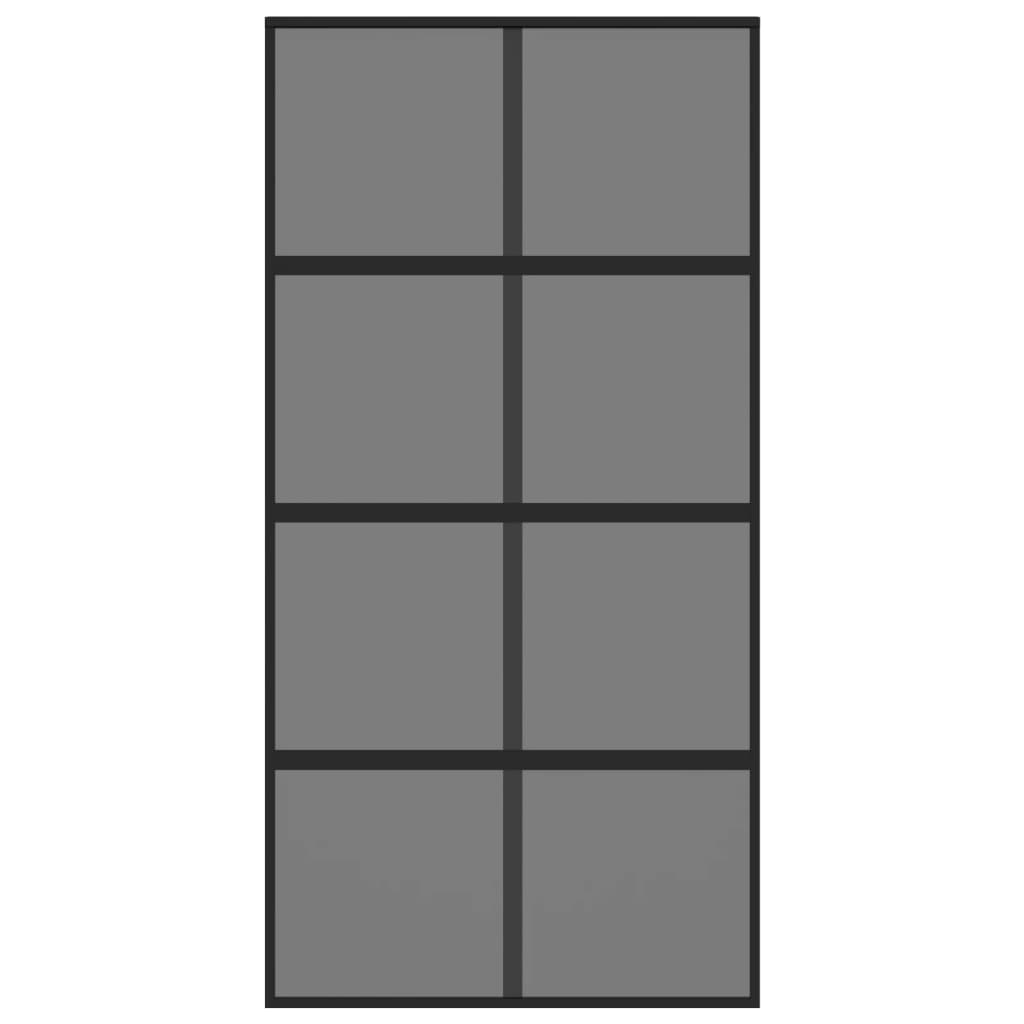 Schuifdeur 102,5x205 cm gehard glas en aluminium zwart 102.5 x 205 cm Donker transparant