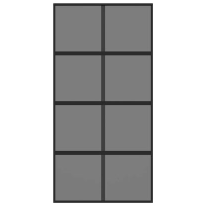 Schuifdeur 102,5x205 cm gehard glas en aluminium zwart 102.5 x 205 cm Donker transparant