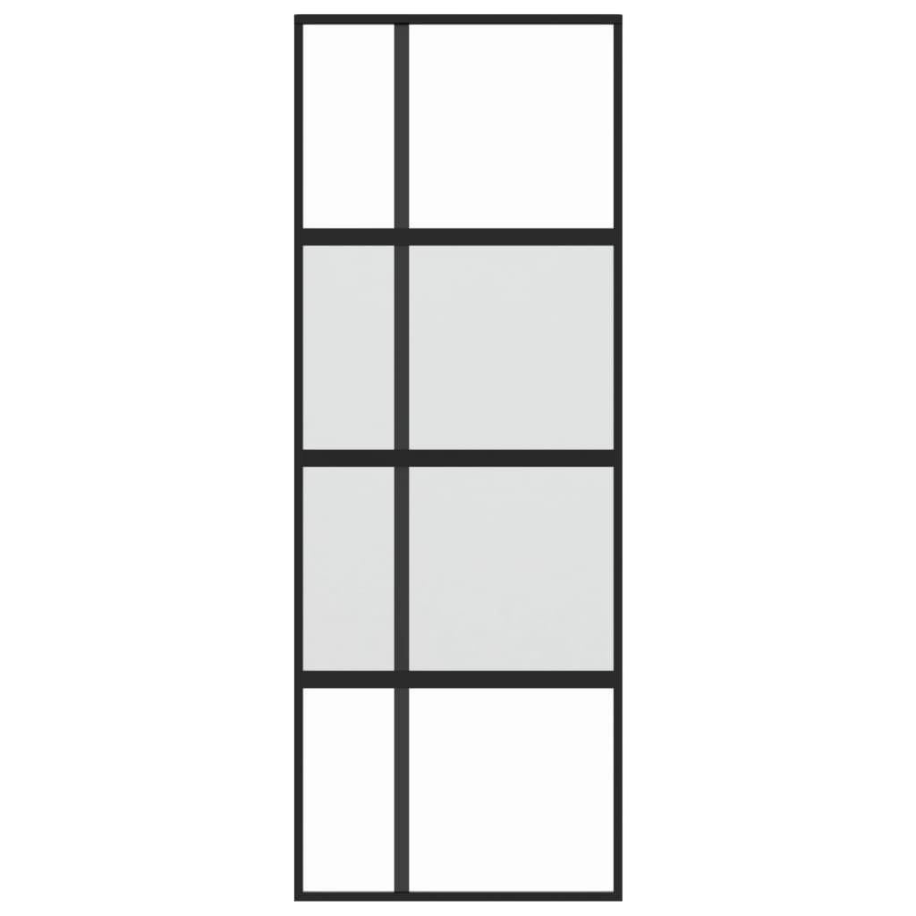 Schuifdeur 76x205 cm gehard glas en aluminium zwart 1 76 x 205 cm Zwart