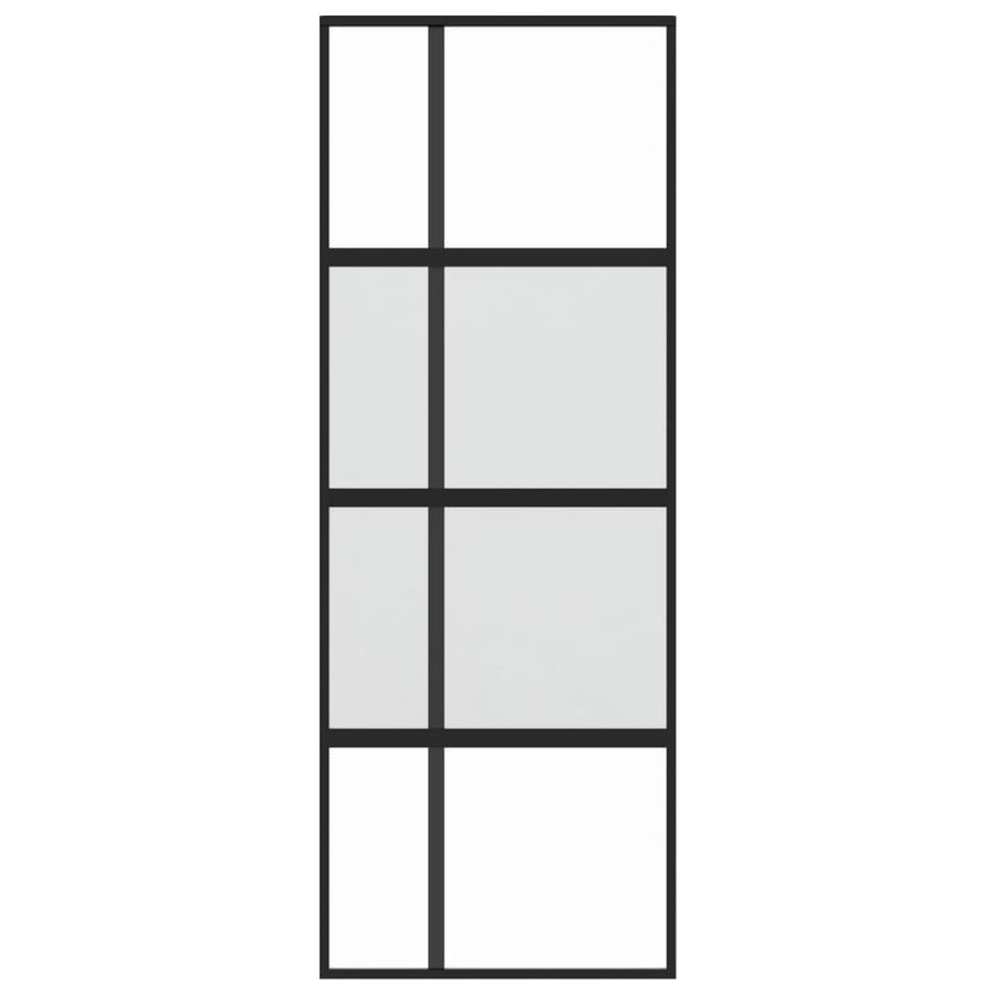 Schuifdeur 76x205 cm gehard glas en aluminium zwart 1 76 x 205 cm Zwart