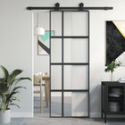 Schuifdeur 76x205 cm gehard glas aluminium zwart
