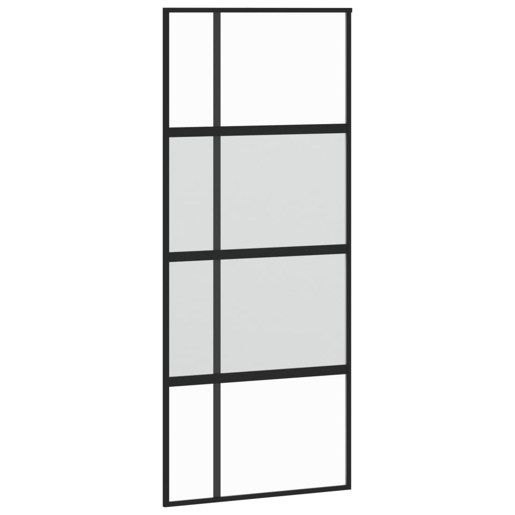 Schuifdeur 90x205 cm gehard glas en aluminium zwart 1 90 x 205 cm Zwart