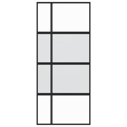 Schuifdeur 90x205 cm gehard glas en aluminium zwart 1 90 x 205 cm Zwart