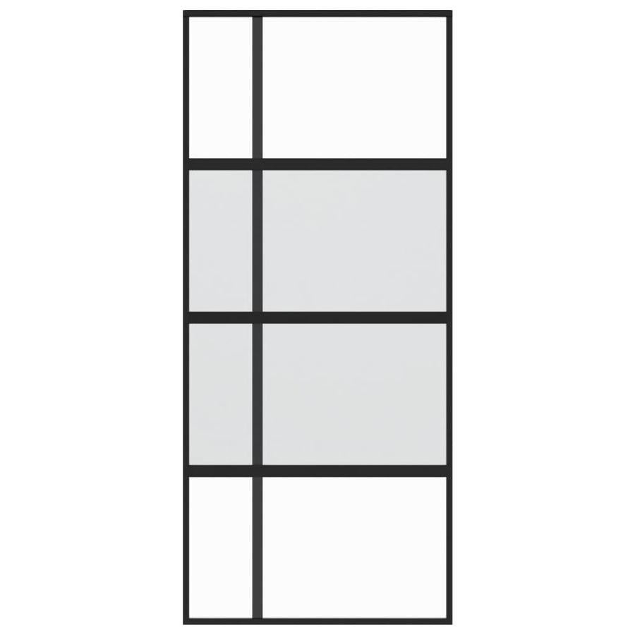 Schuifdeur 90x205 cm gehard glas en aluminium zwart 1 90 x 205 cm Zwart