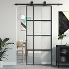 Schuifdeur 90x205 cm gehard glas aluminium zwart