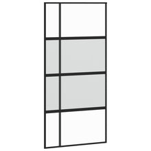 Schuifdeur 102,5x205 cm gehard glas en aluminium zwart 102.5 x 205 cm Halfmat