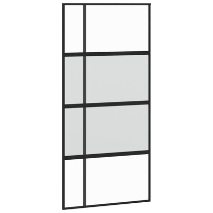 Schuifdeur 102,5x205 cm gehard glas en aluminium zwart 102.5 x 205 cm Halfmat
