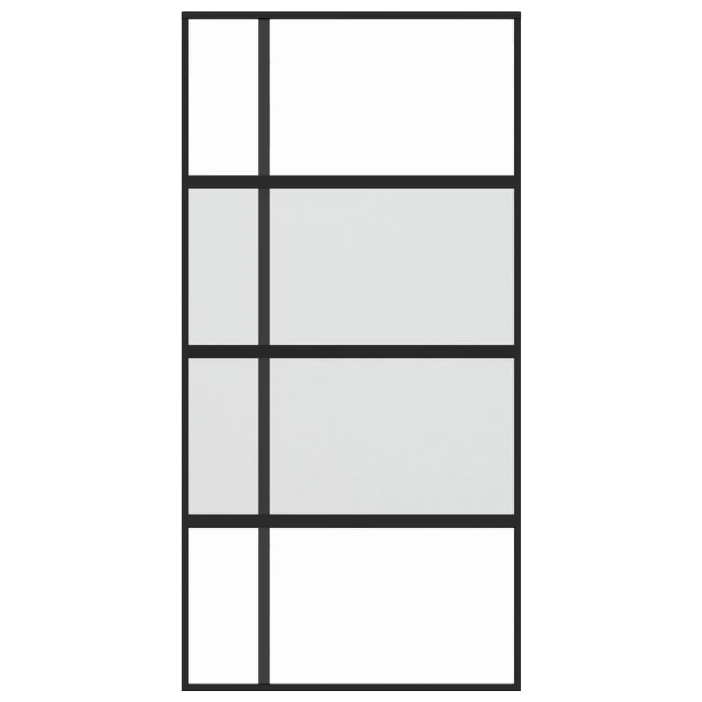 Schuifdeur 102,5x205 cm gehard glas en aluminium zwart 102.5 x 205 cm Halfmat