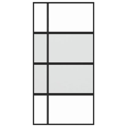 Schuifdeur 102,5x205 cm gehard glas en aluminium zwart 102.5 x 205 cm Halfmat