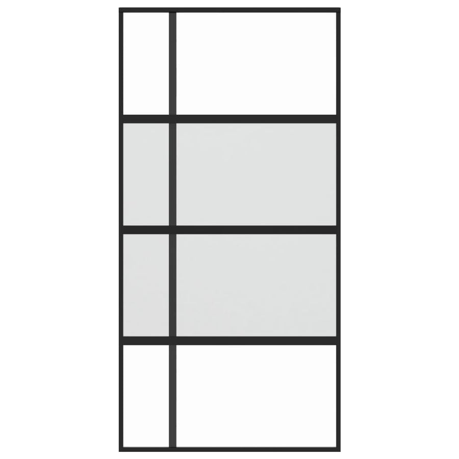 Schuifdeur 102,5x205 cm gehard glas en aluminium zwart 102.5 x 205 cm Halfmat