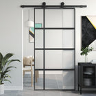 Schuifdeur 102,5x205 cm gehard glas aluminium zwart