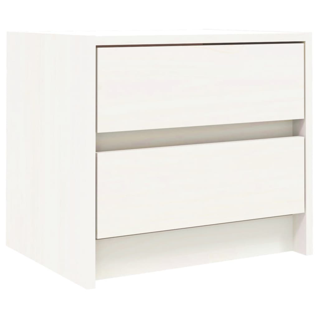 Nachtkastje 40X31X35,5 Cm Massief Grenenhout Wit