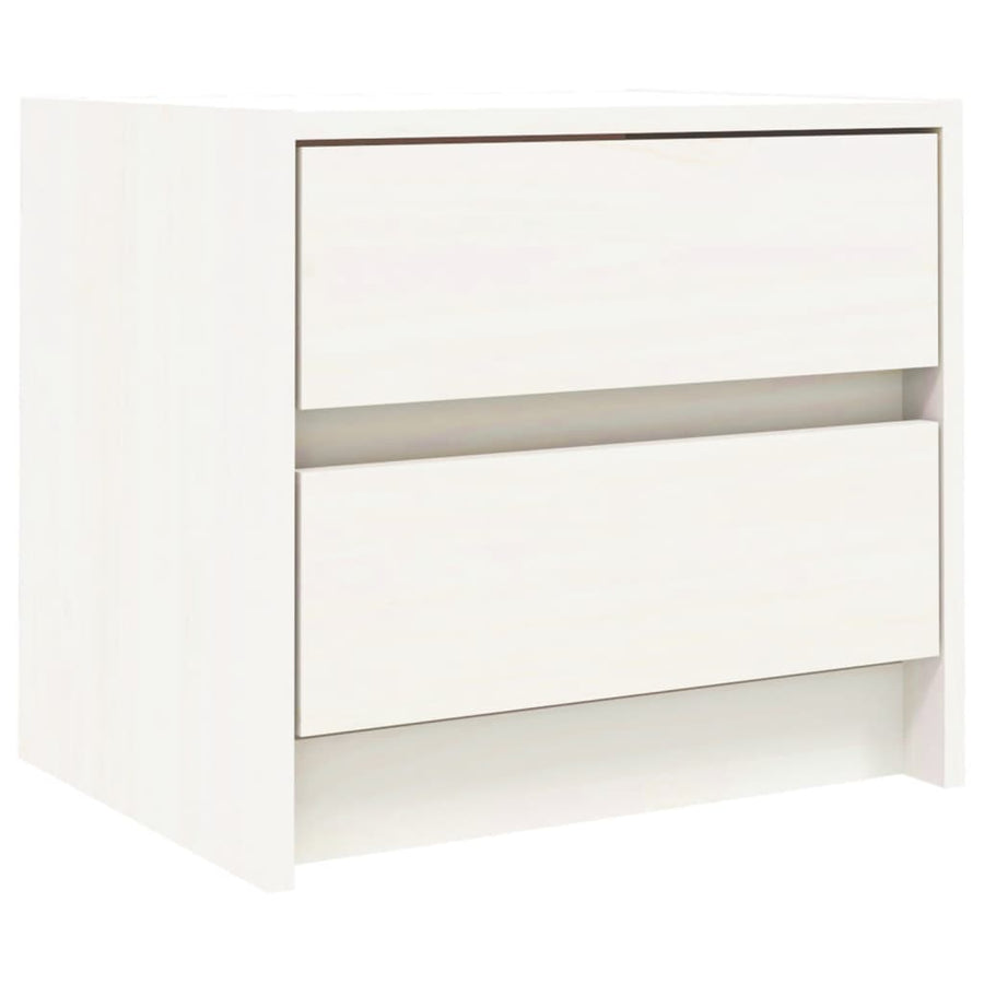 Nachtkastje 40X31X35,5 Cm Massief Grenenhout Wit