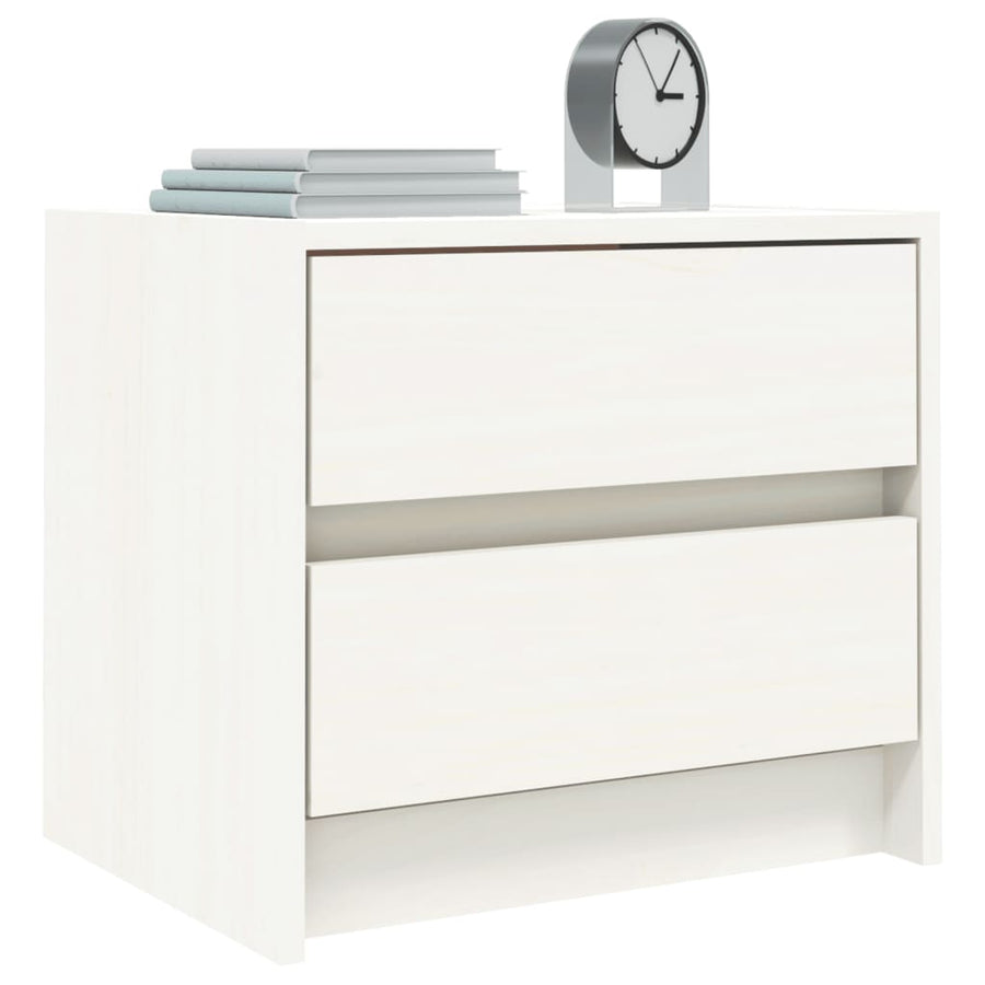 Nachtkastje 40X31X35,5 Cm Massief Grenenhout Wit