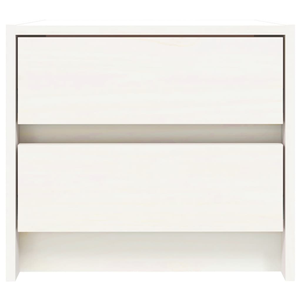 Nachtkastje 40X31X35,5 Cm Massief Grenenhout Wit