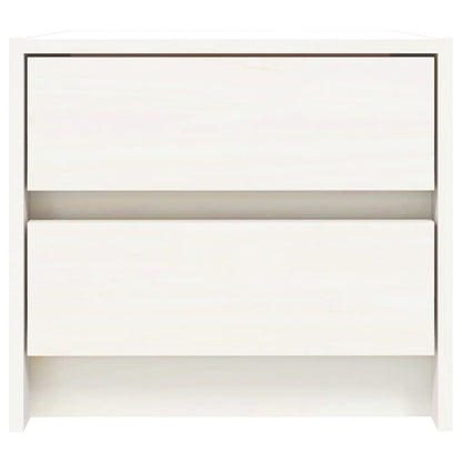 Nachtkastje 40X31X35,5 Cm Massief Grenenhout Wit