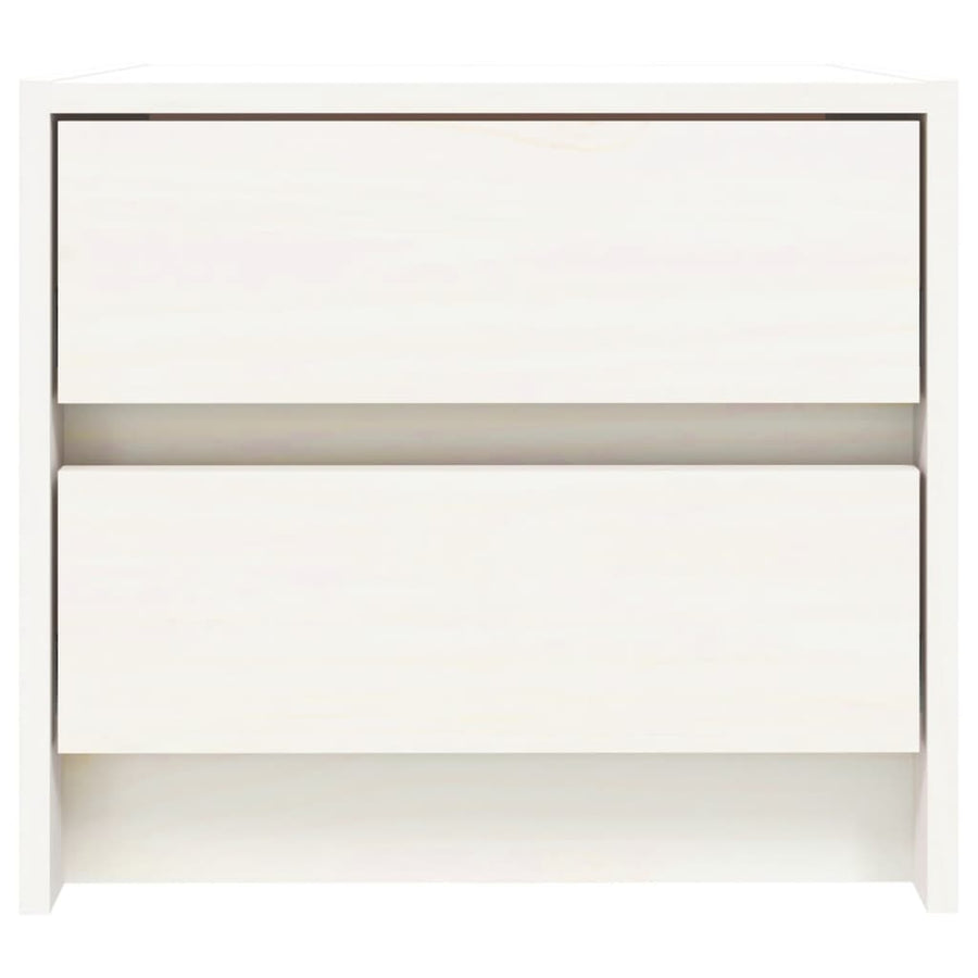 Nachtkastje 40X31X35,5 Cm Massief Grenenhout Wit