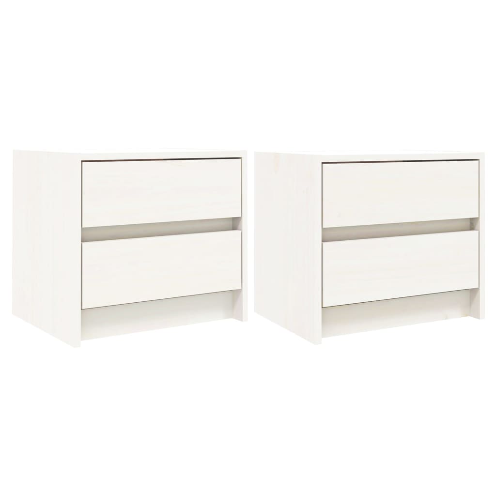 Nachtkastjes 2 St 40X31X35,5 Cm Massief Grenenhout Wit
