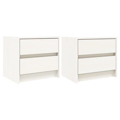 Nachtkastjes 2 St 40X31X35,5 Cm Massief Grenenhout Wit