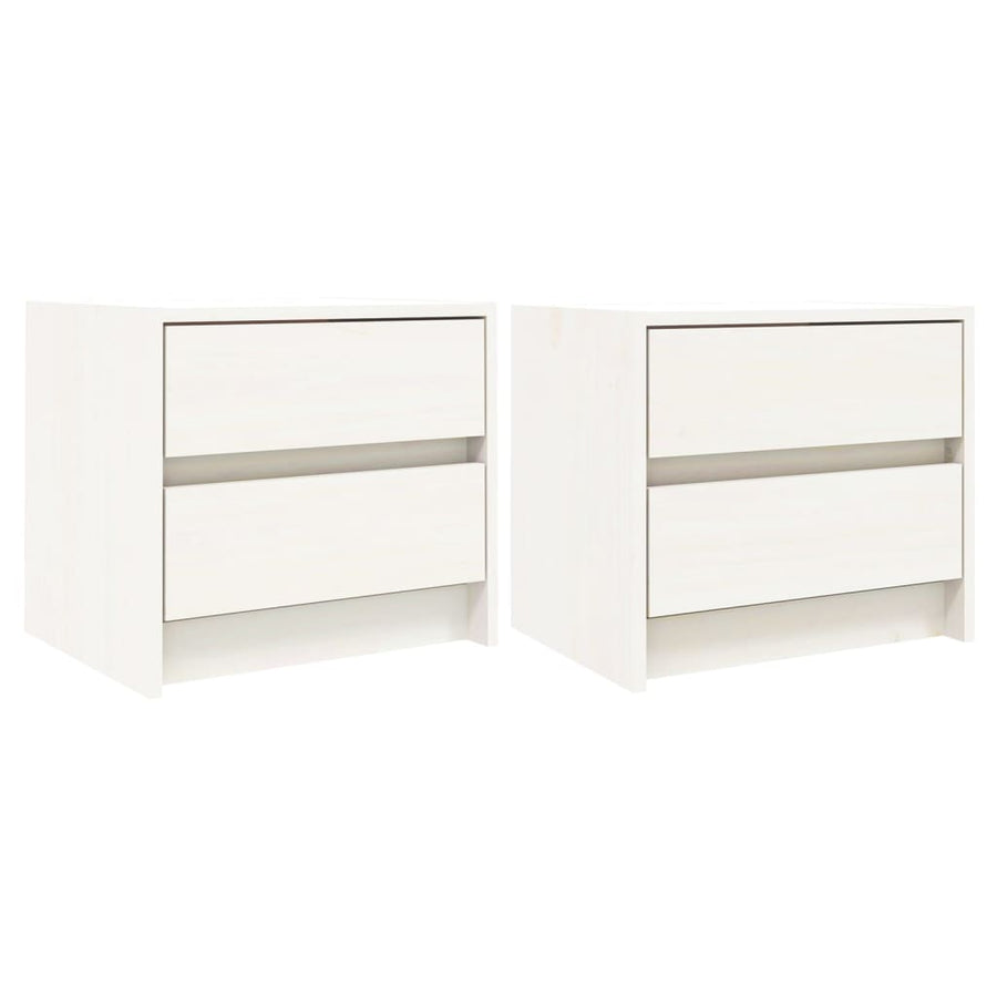 Nachtkastjes 2 St 40X31X35,5 Cm Massief Grenenhout Wit
