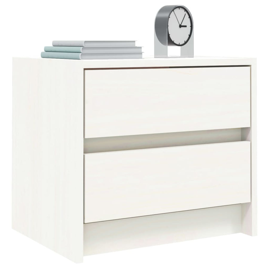Nachtkastjes 2 St 40X31X35,5 Cm Massief Grenenhout Wit