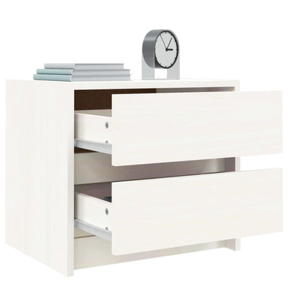 Nachtkastjes 2 St 40X31X35,5 Cm Massief Grenenhout Wit