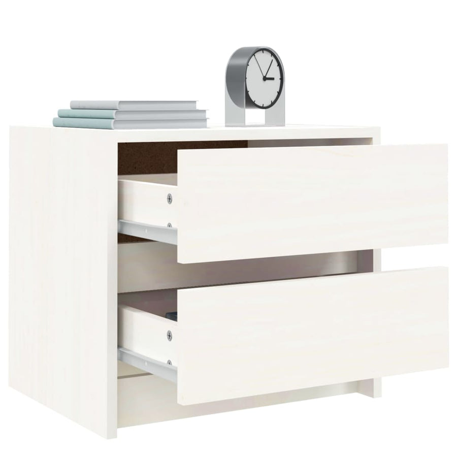 Nachtkastjes 2 St 40X31X35,5 Cm Massief Grenenhout Wit
