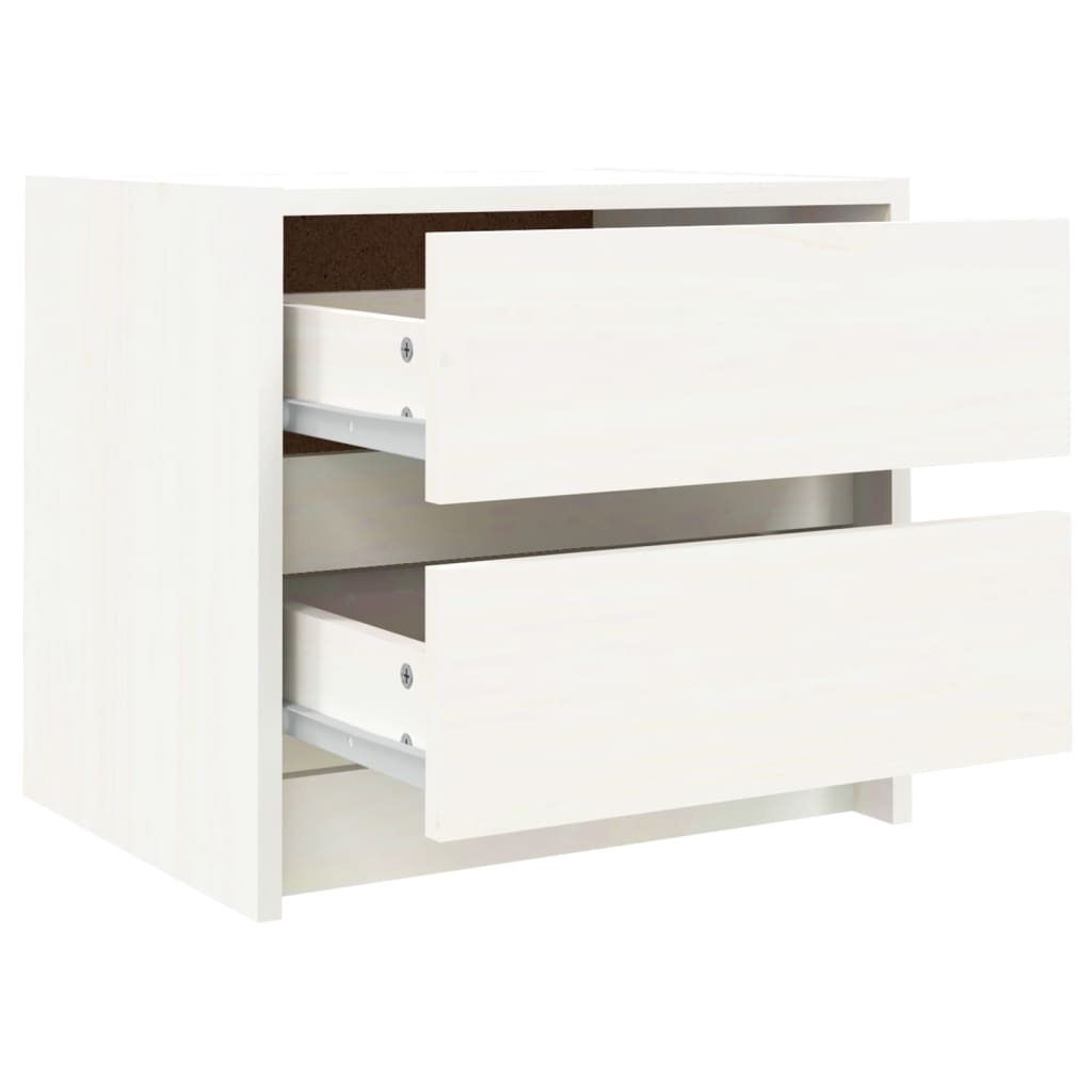 Nachtkastjes 2 St 40X31X35,5 Cm Massief Grenenhout Wit