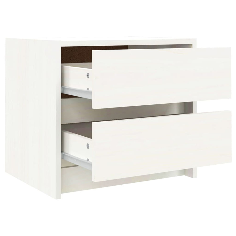 Nachtkastjes 2 St 40X31X35,5 Cm Massief Grenenhout Wit