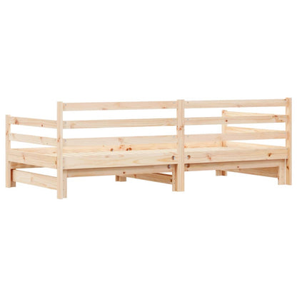 Slaapbank Met Onderschuifbed Massief Grenenhout 90 x 200 cm Naturel