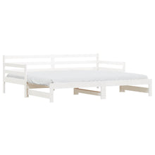 Slaapbank met onderschuifbed 90x200 cm massief grenenhout wit
