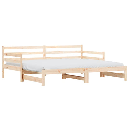 Slaapbank Met Onderschuifbed 90X190 Cm Massief Grenenhout 80 x 200 cm Naturel