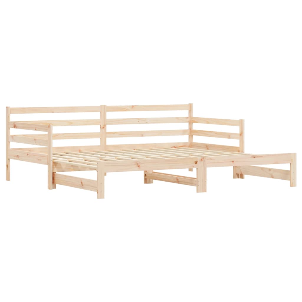 Slaapbank Met Onderschuifbed 90X190 Cm Massief Grenenhout 80 x 200 cm Naturel